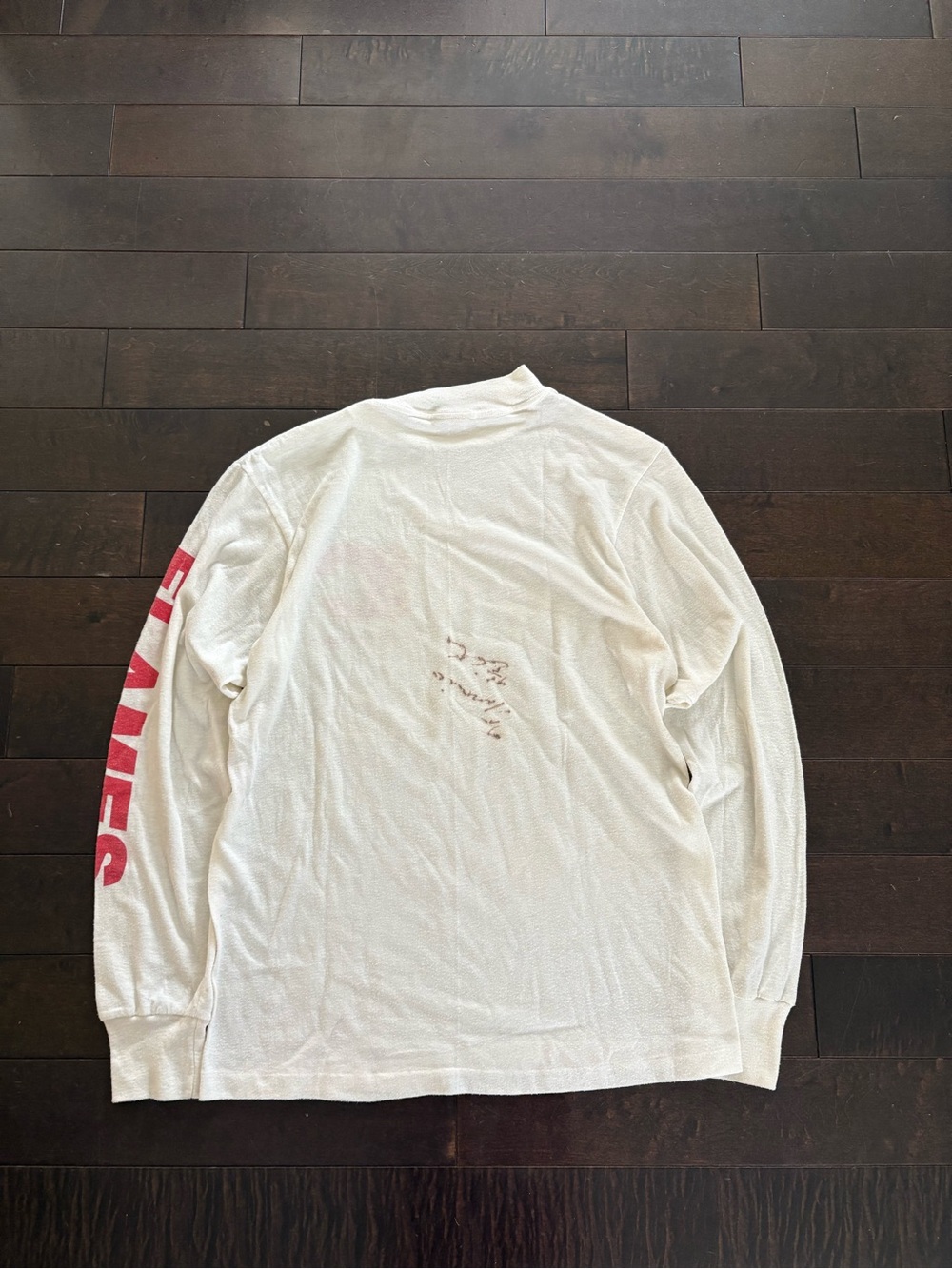 Vintage 80s Calgary flames White Long-Sleeve Crew Neck Hockey Tee - Picture 3 of 4